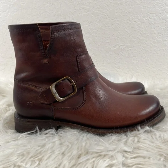 FRYE Veronica Leather Tan Booties Boots Slip On Western Cowgirl Size 8 NEW - Picture 5 of 16